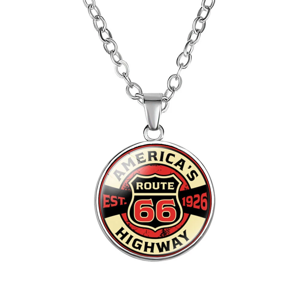 Retro Route 66 Alloy Necklace-inspireuse
