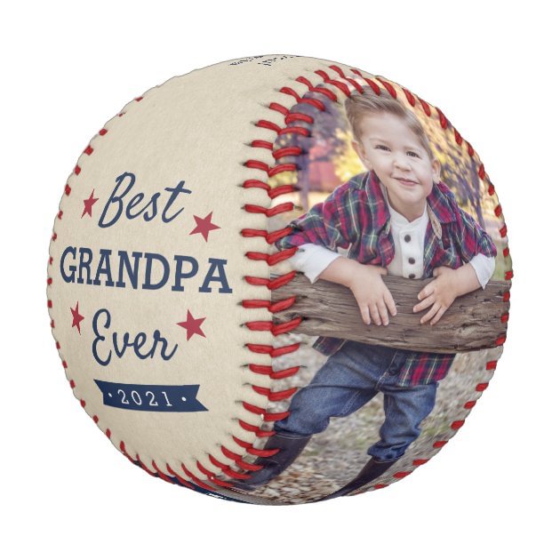 Personalized Best Grandpa Ever Photo Baseball Emblem Design Baseball Gifts For Baseball Lovers Father's Day Baseball Gifts for Dad,Son,Grandpa