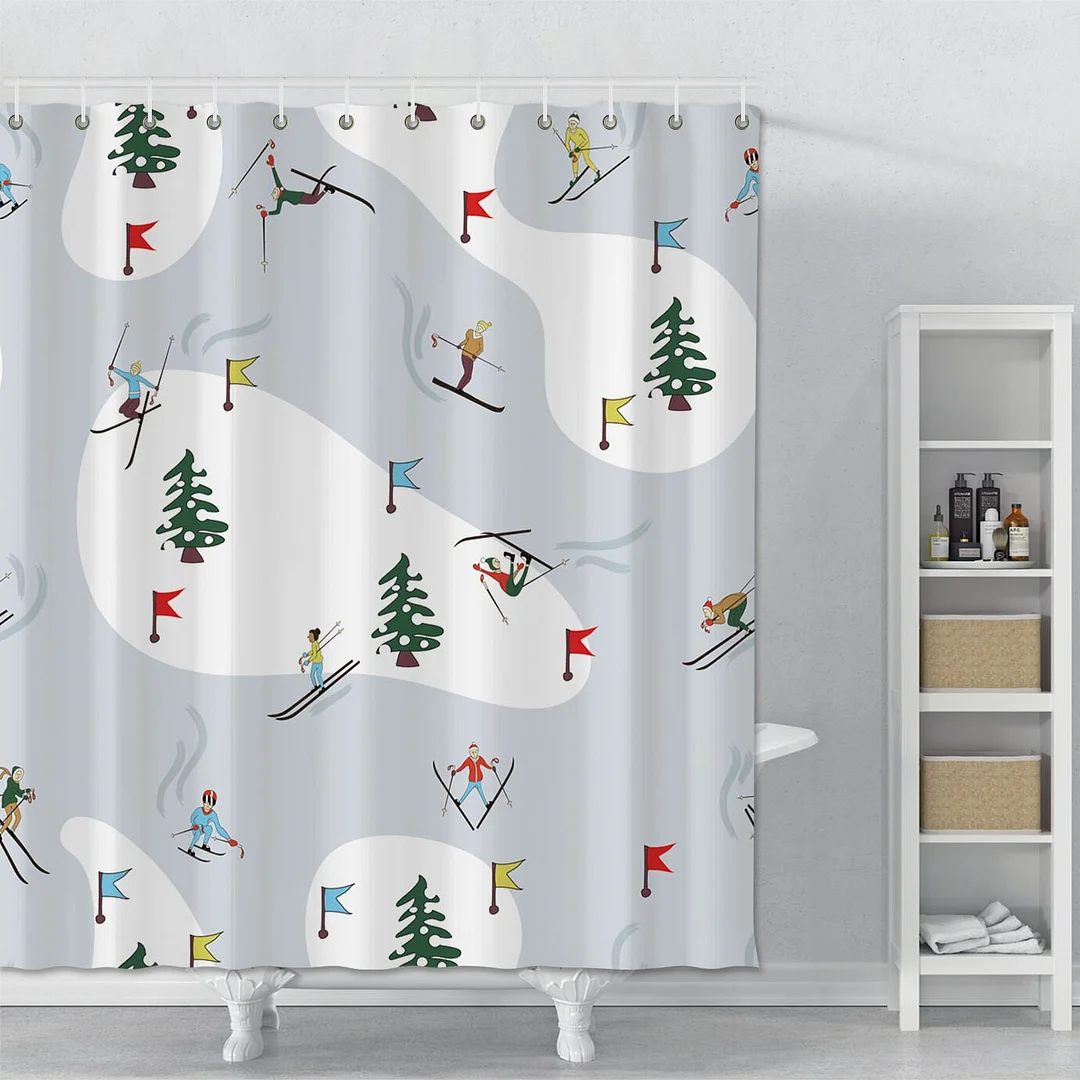 Cute Cartoon Shower Curtains Bathroom Waterproof Curtains Mildew Proof Curtains with Hooks Home Bath Curtains for Bathroom