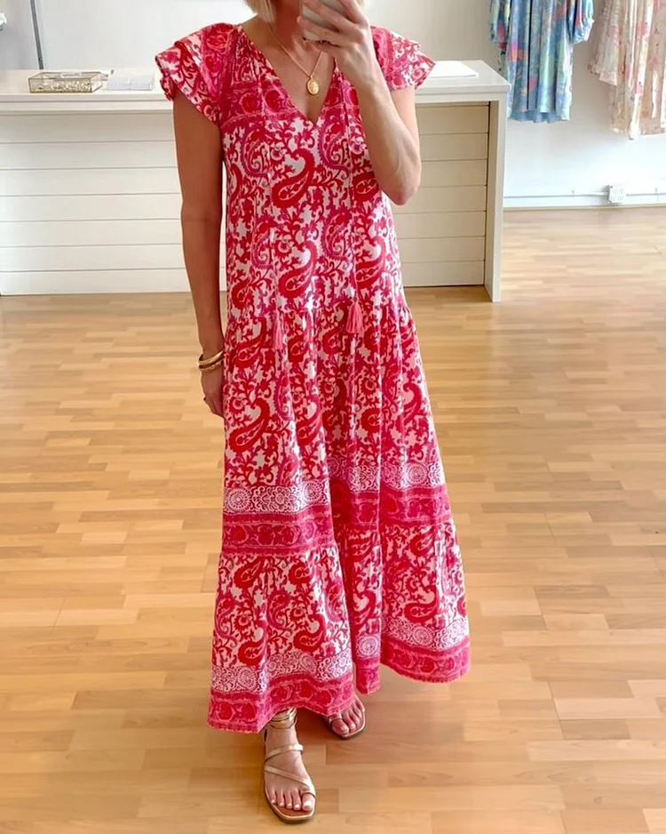 V-Neck Bohemian Dress