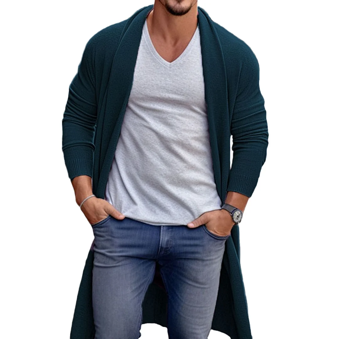 Uveng Uveng Men's Spring And Autumn Thin Knits Men's Loose Long Wool Coat SY0179