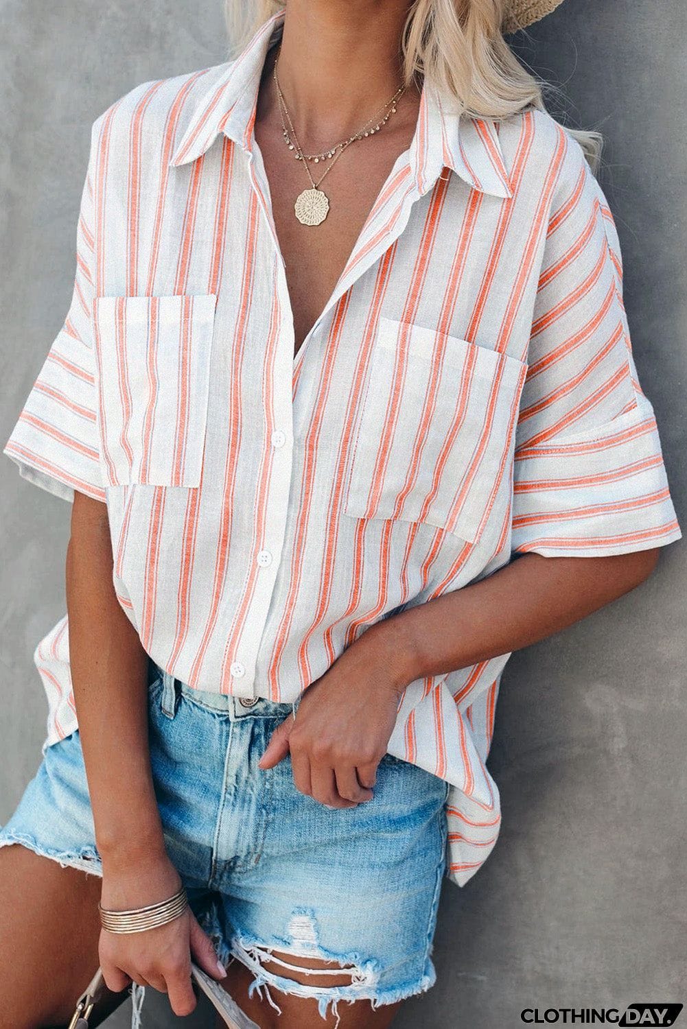 Pocketed Striped Shirt