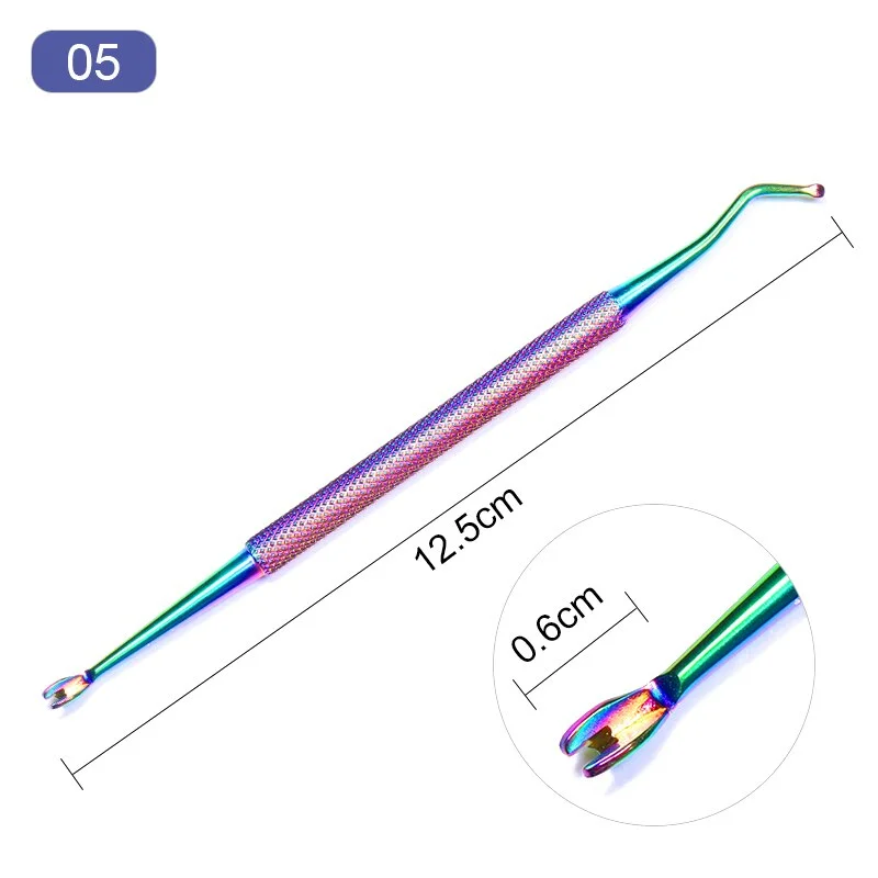 8 Style Colorful Cuticle Pusher Tweezer Nails Pusher Tools Cuticle Trimmer Dead Skin UV Gel Polish Stainless Steel Clean Tools-Nail Inspo