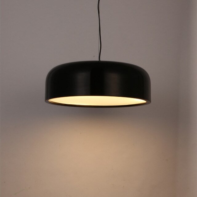 Modern Dia35/48/60cm White/Black Lampshade Metal Pendant Lamp Round Simple Iron Loft Pendant Light With E27 Blub