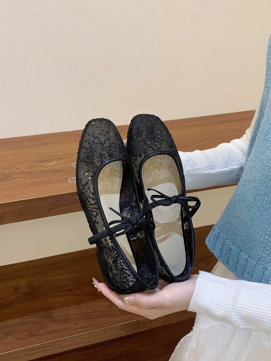 Breakj Breakj Style French Gentle Evening Shoes Women's Shoes 2025 New Spring Mesh Breathable Square Mary Jane Single Shoes