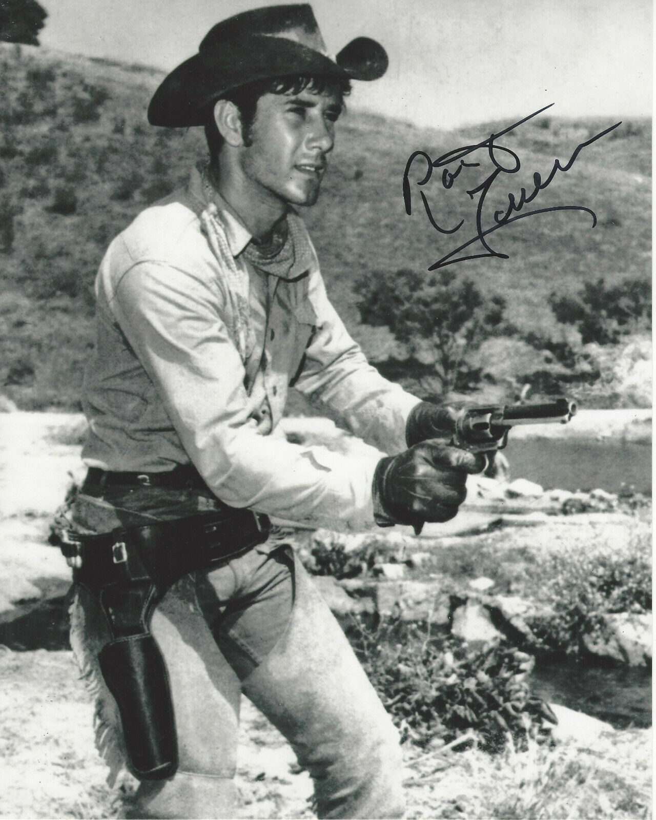 ROBERT FULLER SIGNED AUTHENTIC 'LARAMIE' 8x10 Photo Poster painting B w/COA WAGON TRAIN ACTOR