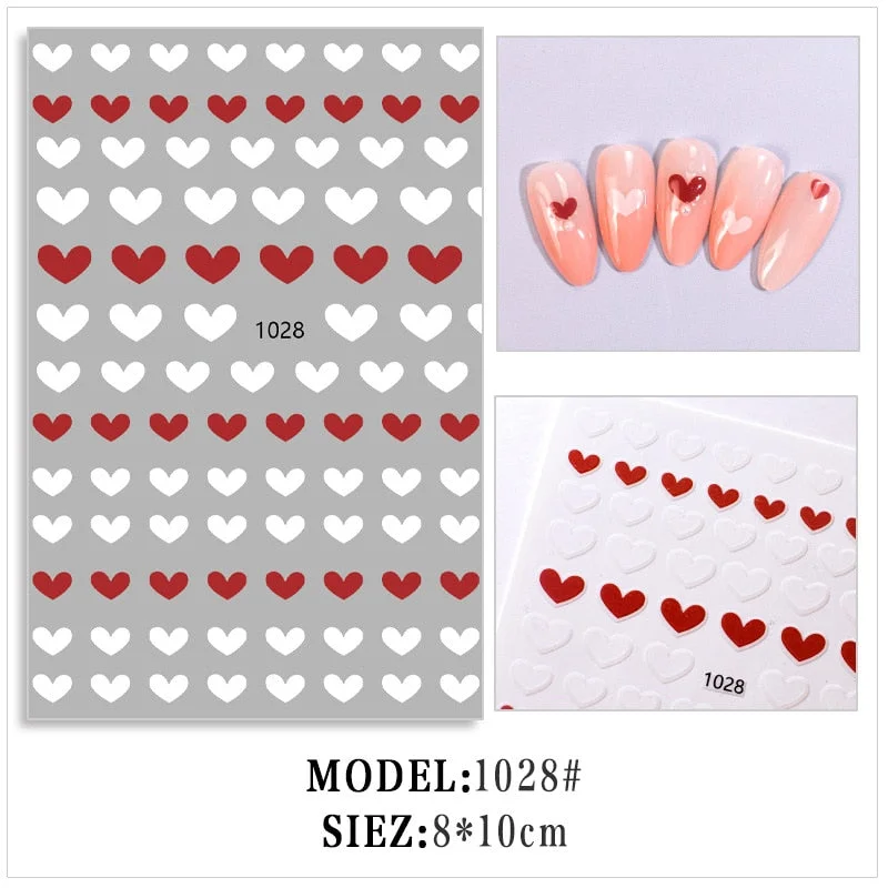 1pcs 3D Nail Sticker Black Heart Love Self-Adhesive Slider Letters Nail Art Decorations Stars Decals Manicure Accessories-Nail Inspo