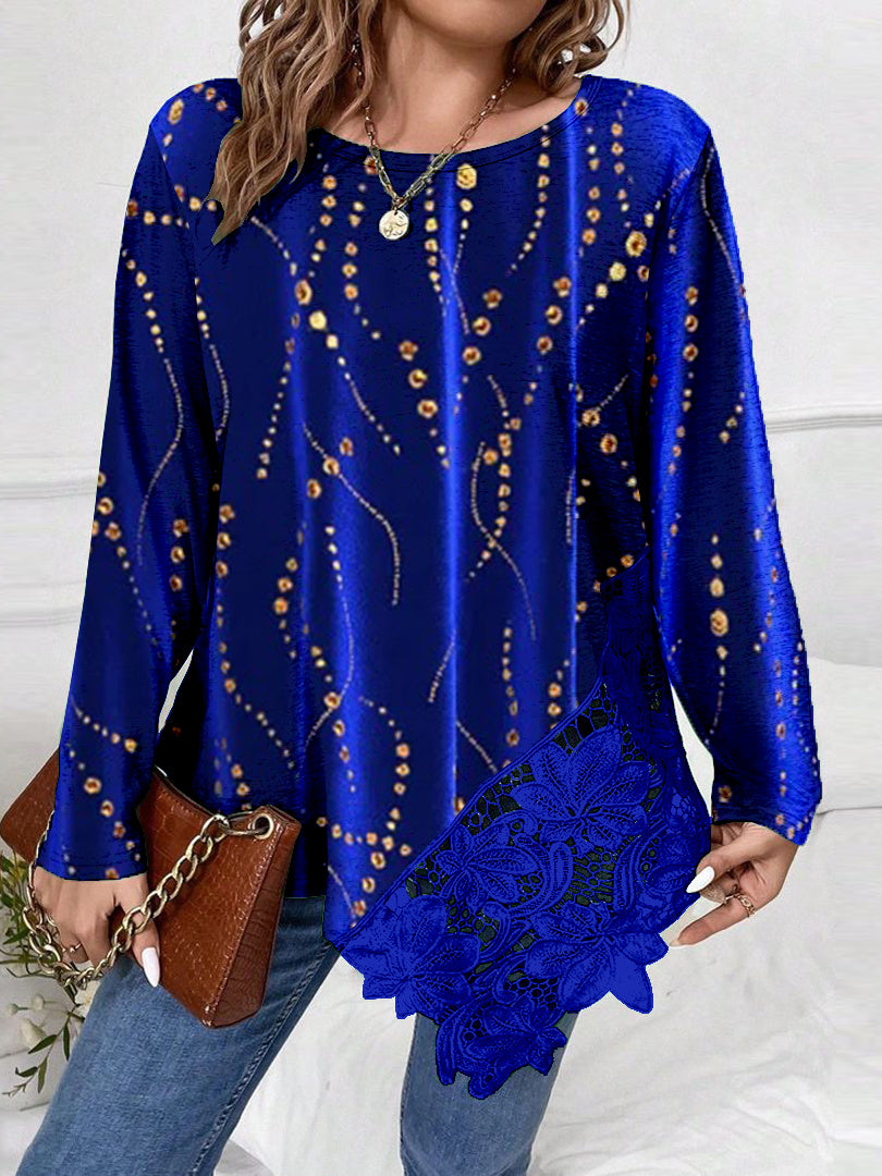 Women Long Sleeve V-neck Graphic Floral Printed Top
