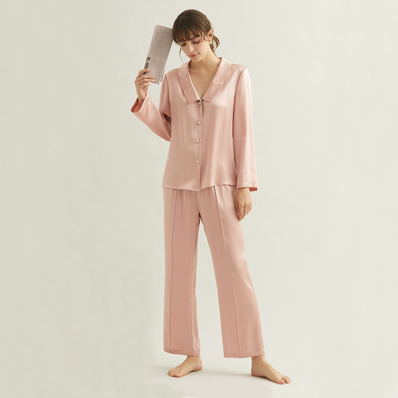 Vintage Luxury Silk Pajamas For Women Front View