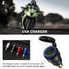 DIN Plug to QC3.0 + PD USB Charger w/ LED Light for Motorcycle (Black+Blue)
