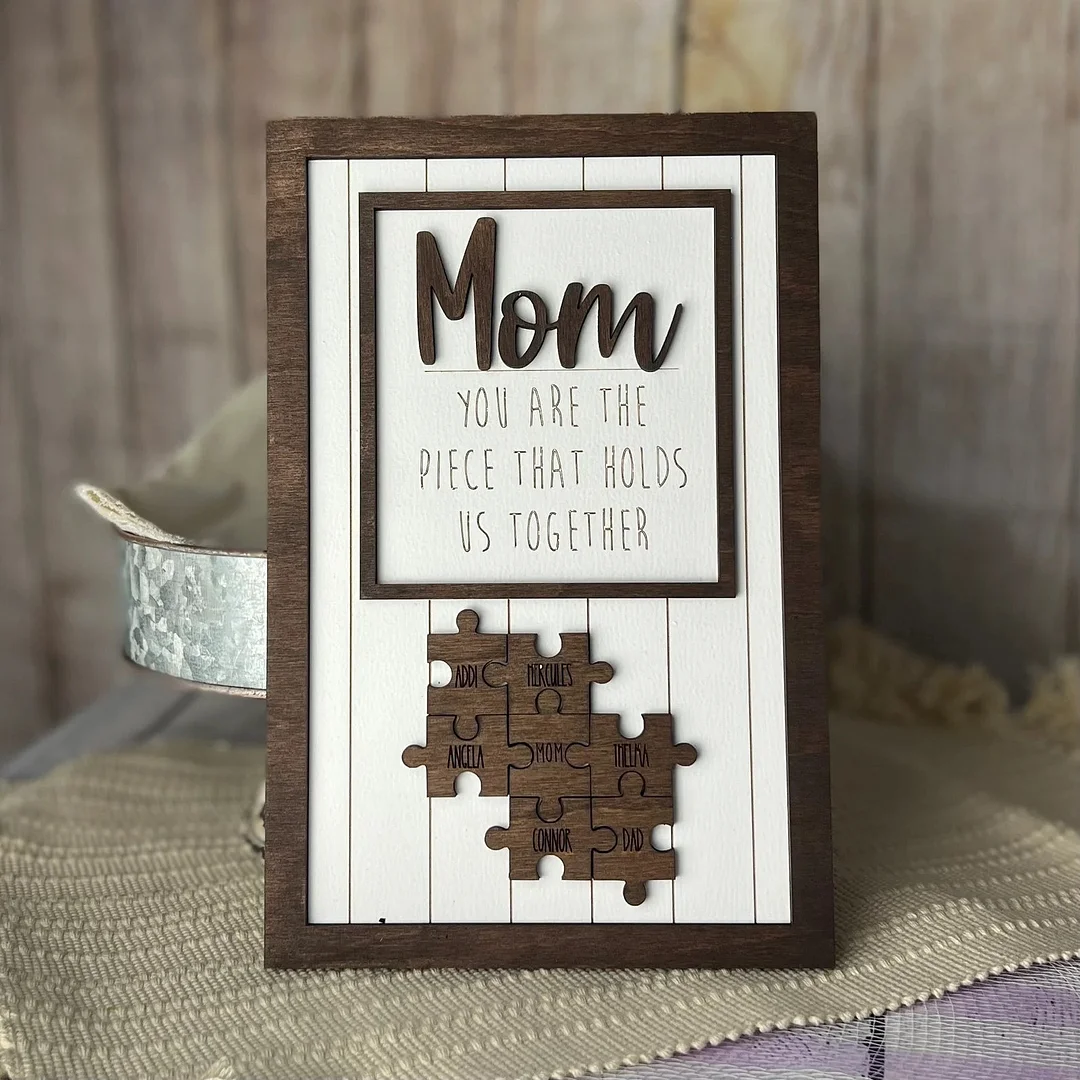 Personalized Rectangle Wooden Puzzle Frame Gift for Mom