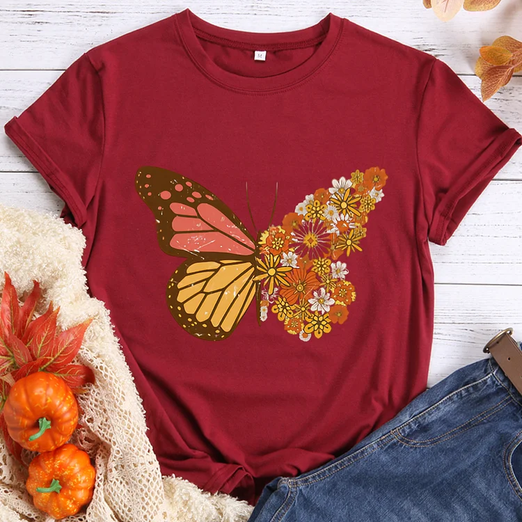 Beautiful Butterfly Insect Round Neck T-shirt