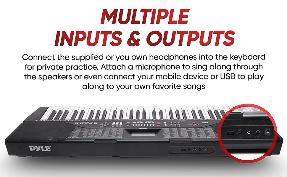 Pyle 61 Keys Digital Electronic Piano Keyboard with Bluetooth, Preset Selectable Tones,