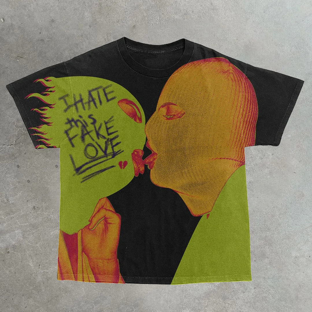 Fake Love Casual Street Short Sleeve T-Shirt