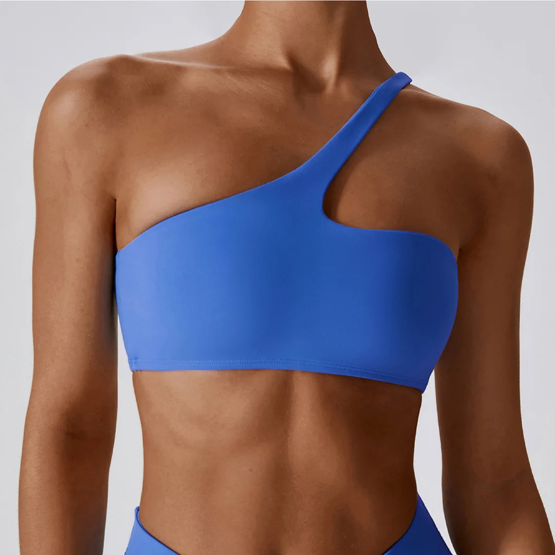 Diagonal shoulder quick-drying sports bra