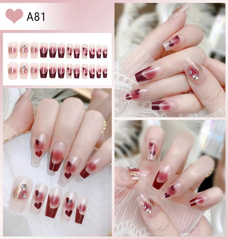 Cute Sweet Color Block Flower ABS Press-on Nails 1 Set