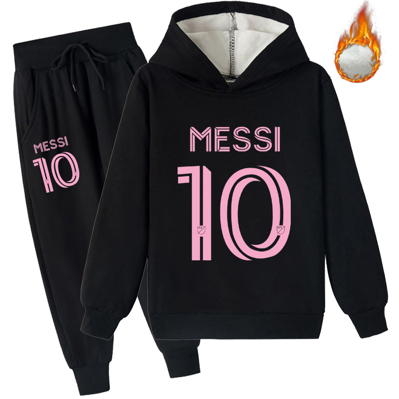 Mayoulove Messi Fleece Hoodie Set for Kids - Unisex Sweatshirt  Pants | Perfect for Boys  Girls-Mayoulove