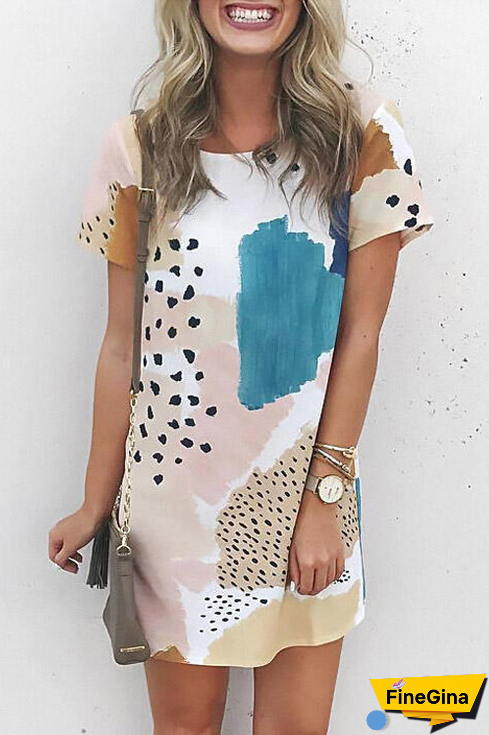 Color Block Multicolor T-Shirt Dress
