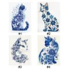 (Multi-Style) Blue And White Porcelain Cat-11CT Stamped Cross Stitch 40*53cm/15.75*20.87in