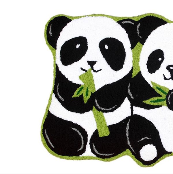 Vivid Pandas Eating Bamboo Antislip Bath Rug