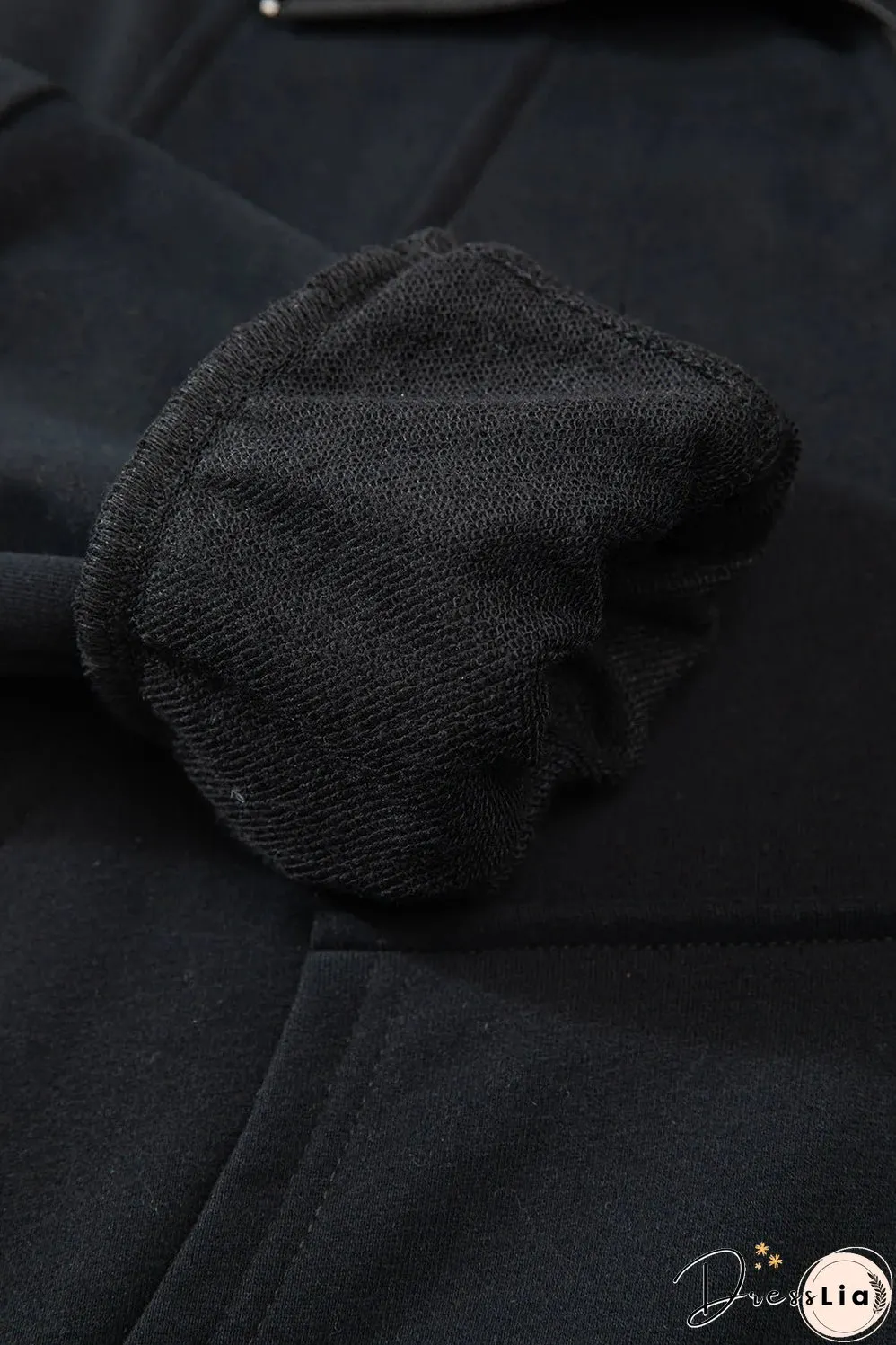 Black Quarter Zip Stand Neck Kangaroo Pocket Sweatshirt