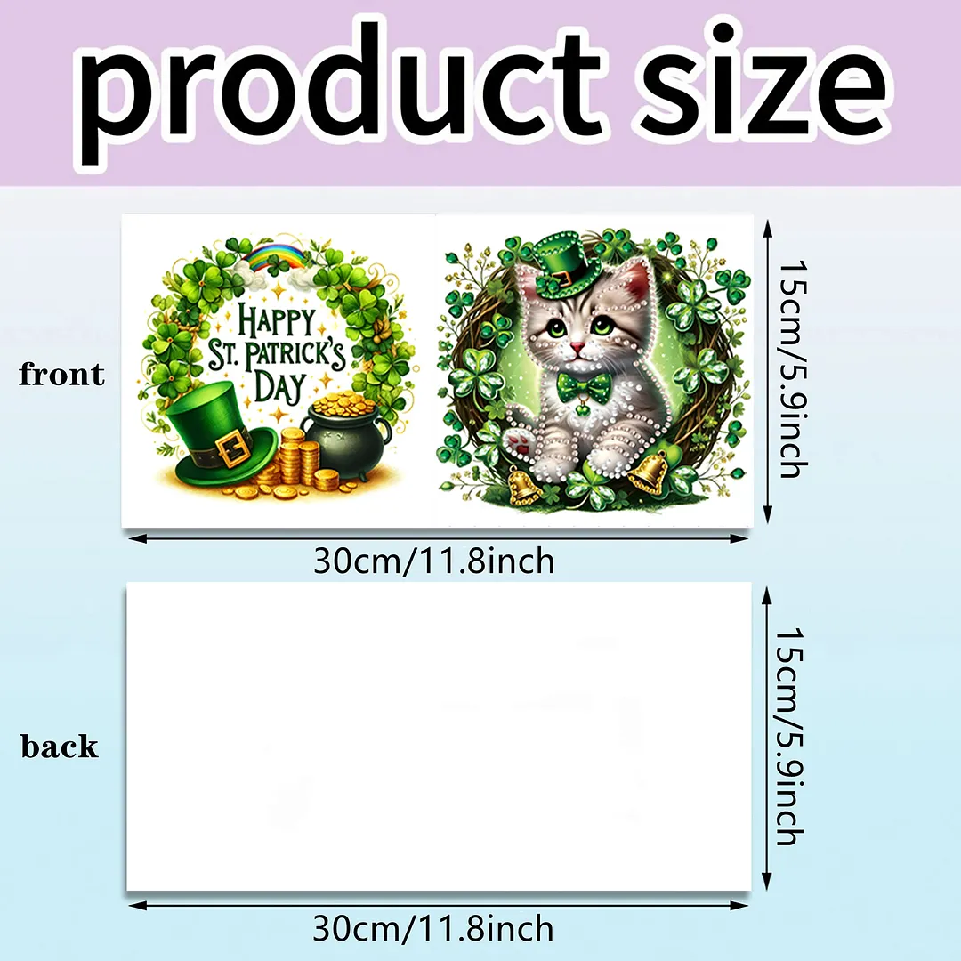 6Pcs St.Patrick Day Animals DIY Diamond Painting Greeting Card Set with Envelopes Diamond Art Handmade Cards for Beginner Adult Holiday Gifts