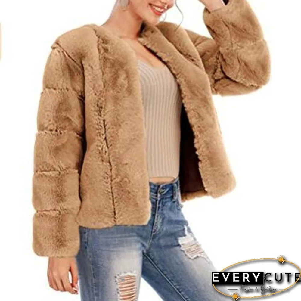 Womens Fall Winter Luxury Faux Fur Coat Elegant Furry Thick Warm Jacket Party Cardigan