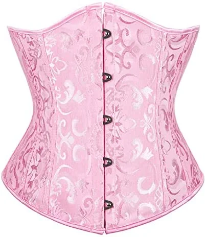 Women Corset Lace Up Boned Jacquard Brocade Waist Trainer  Novameme