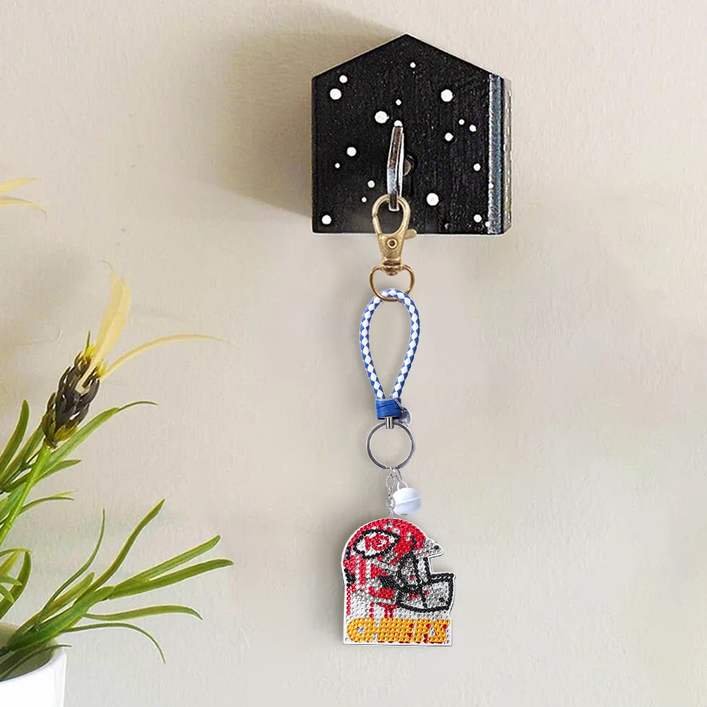 Kansas City Chiefs DIY Diamond Art Keychains Craft Rugby Team Badge Hanging Ornament(Double Sided)