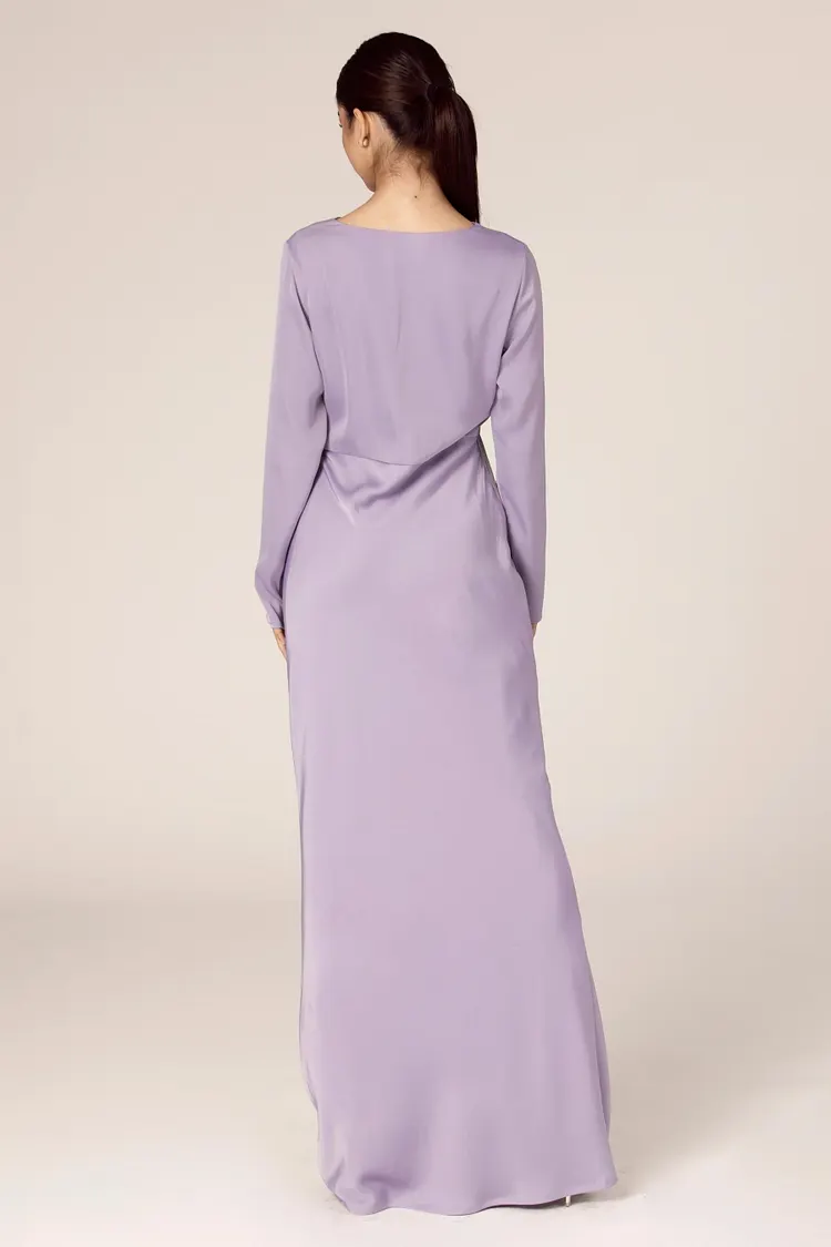 Aysha Satin Maxi Dress - Lavender