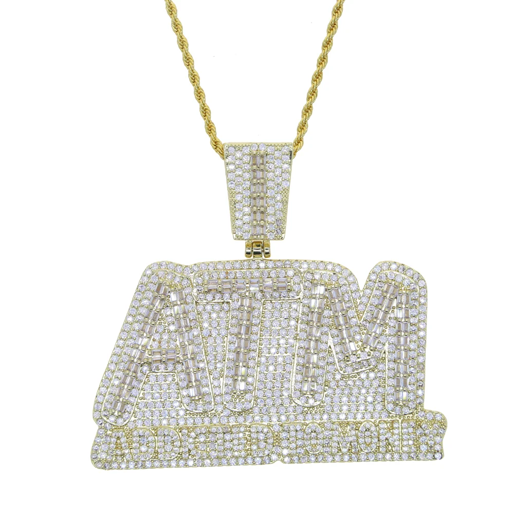 Iced Out ATM Necklace Big Pendant Bling Hip Hop Jewelry-VESSFUL