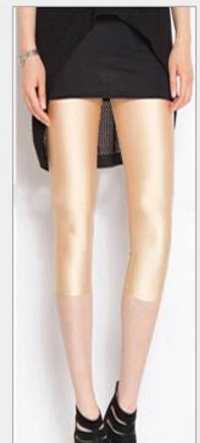 CUHAKCI Summer Fluorescent Shiny Leggings Women Spandex Shinny Pant Elasticity Casual Trousers High Waist Capris