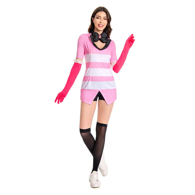 Hazbin Hotel (2024) Angel Dust Pink Tightsuit Outfits Cosplay Costume Halloween Carnival Suit