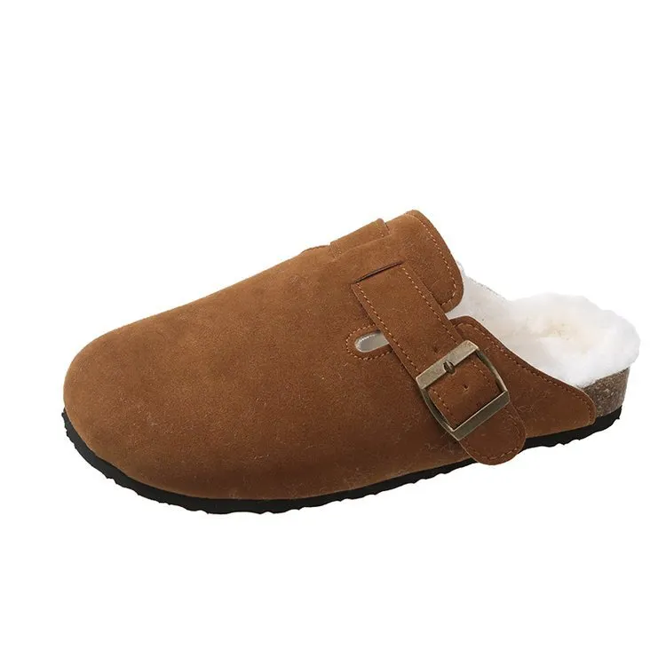 Churchf Churchf Slippers Female 43 Large Size Leisure Half Lazy Flat Round Cotton Slippers