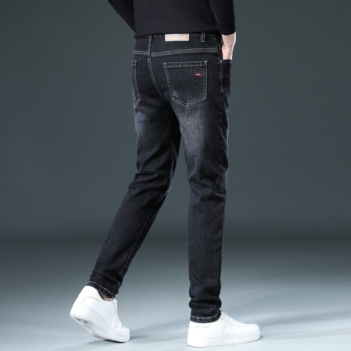 Greenacrs High-quality Jeans Men's Spring and Autumn New Fashion Slim Trousers Men's Simple Cotton Elastic Embroidered Straight Pants Boys