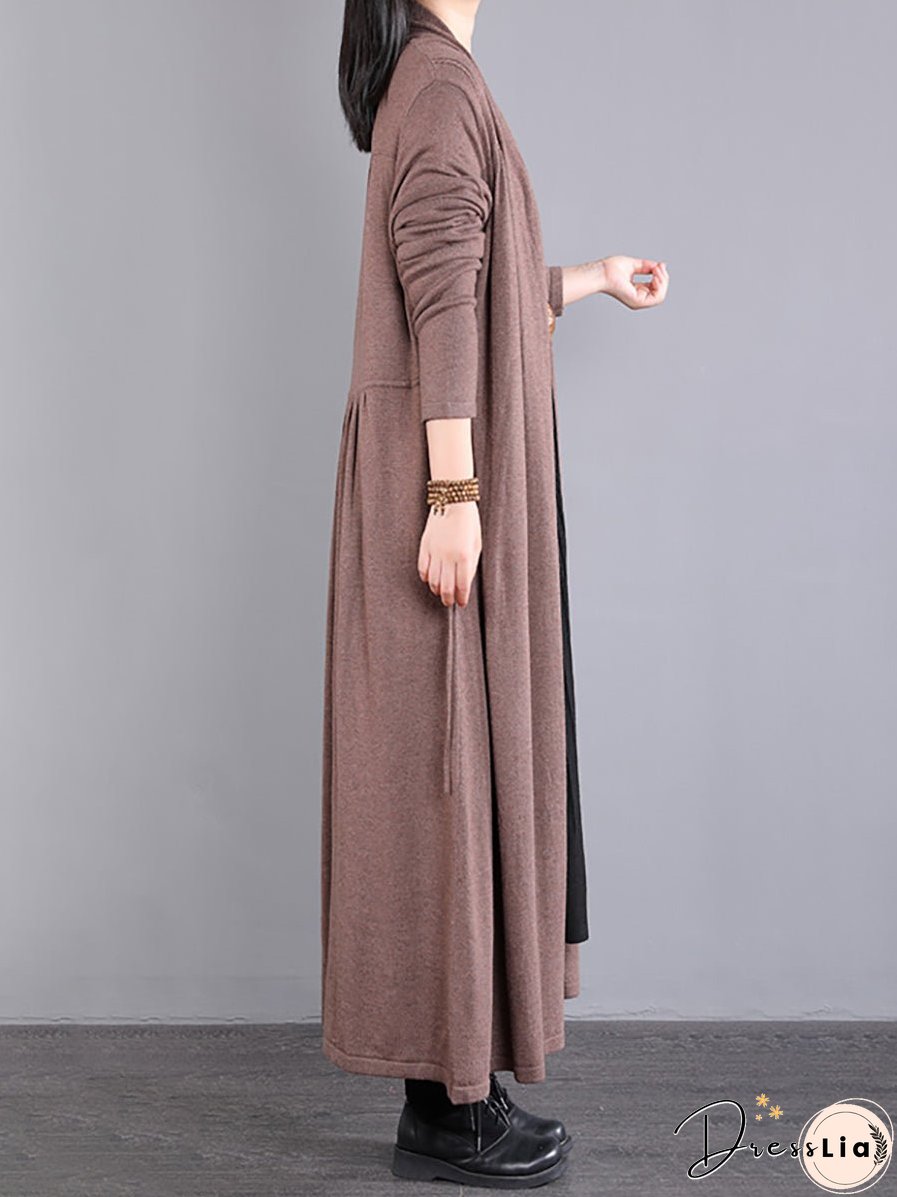 Women Autumn Loose Solid Long Knited Cardigans
