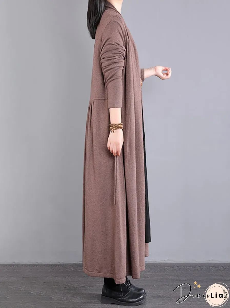 Women Autumn Loose Solid Long Knited Cardigans