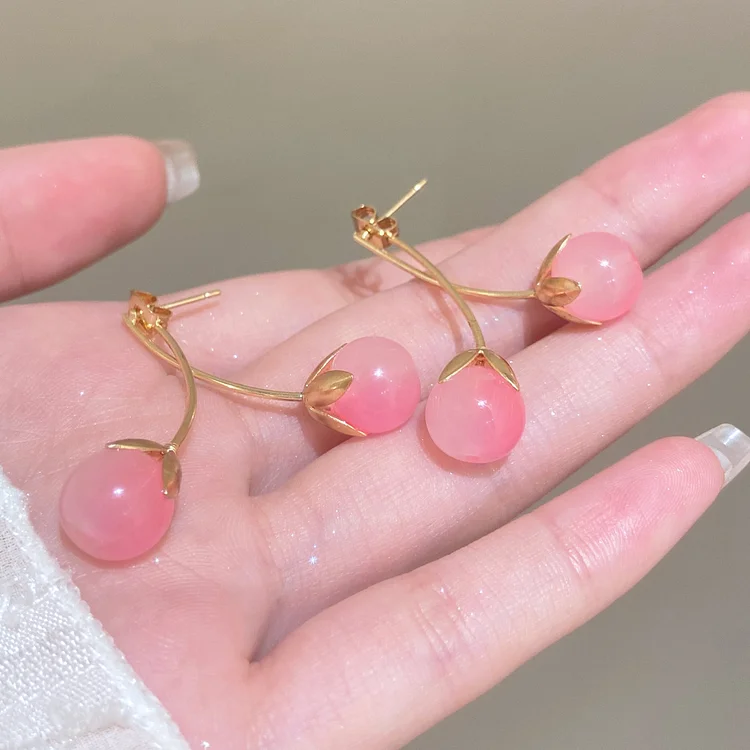 White Powder Cherry Women's Earrings