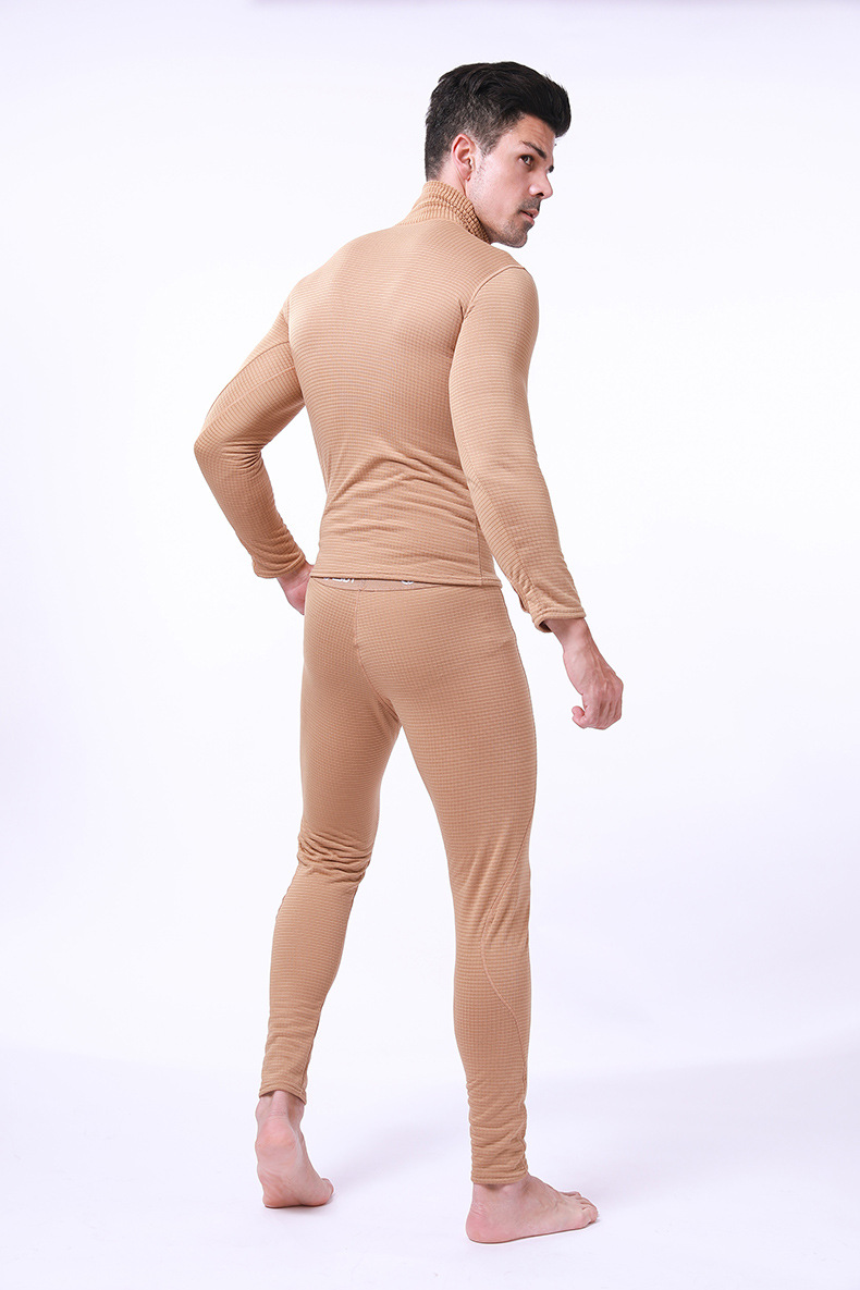 Pure Color Half-Zipper High-Neck Fleece Soft Thermal Underwear Sets Pure Color Half-Zipper High-Neck Fleece Soft Thermal Underwear Sets