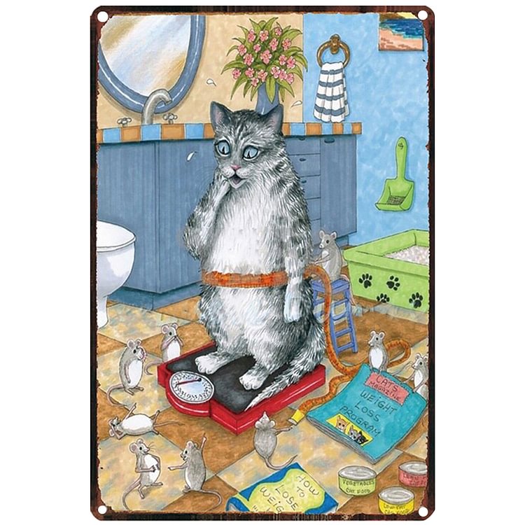 Cat Doing Tooth Cleaning - Vintage Tin Signs/Wooden Signs - 7.9x11.8in & 11.8x15.7in