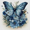Butterfly With Blue Flowers - 11CT Stamped Cross Stitch - 45*45cm