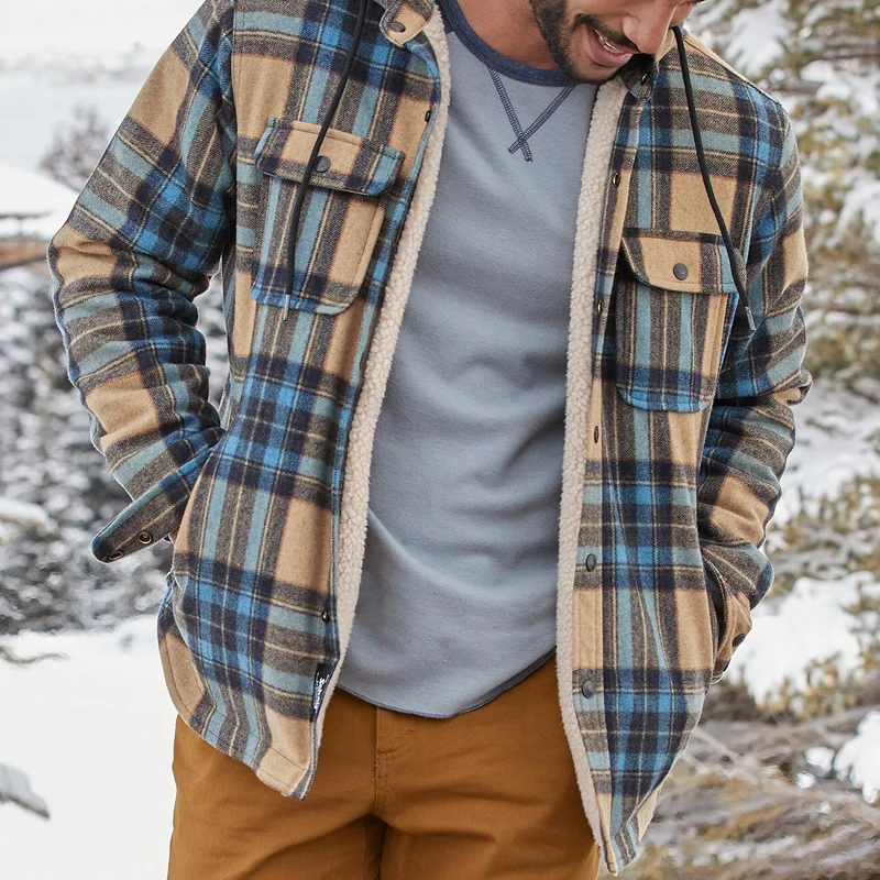 Trendy Check Sherpa Lined Hoodie