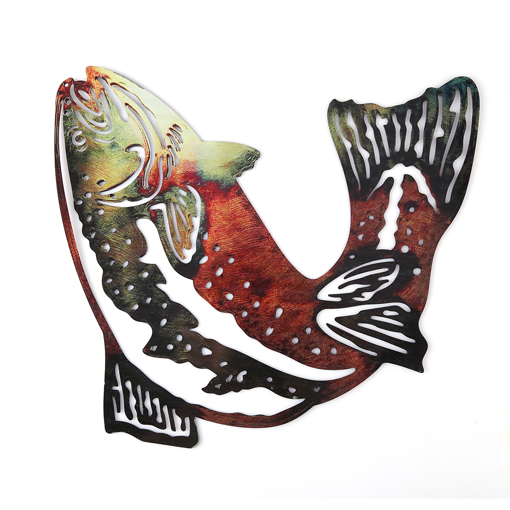 

Delicate Painted Fish Sculpture Courtyard Hanging Hook Garden Statue Craft, 501 Original