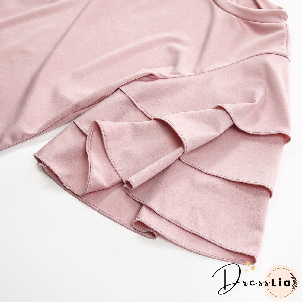 Women Ruffles Shirts Flared Sleeves T-Shirts Plain Summer Loose Tee Tops Womens Shirts Ladies T Shirts Solid Color Clothes