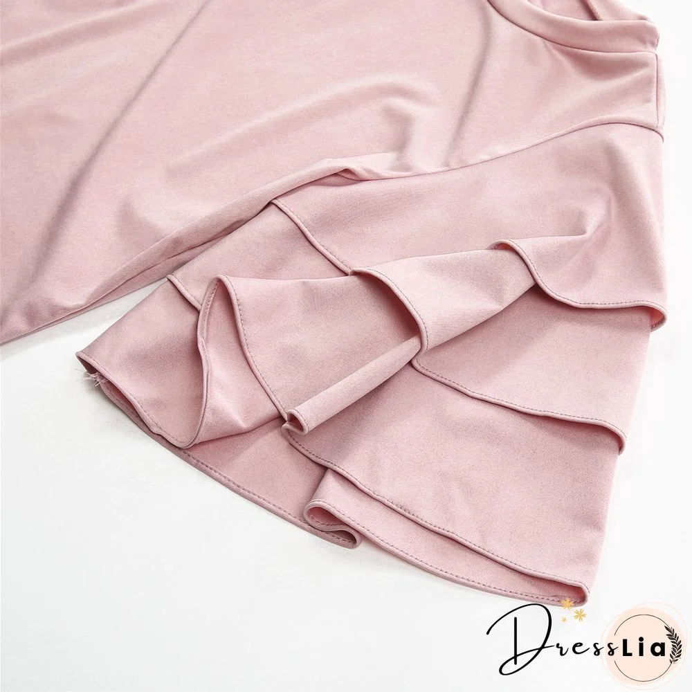 Women Ruffles Shirts Flared Sleeves T-Shirts Plain Summer Loose Tee Tops Womens Shirts Ladies T Shirts Solid Color Clothes