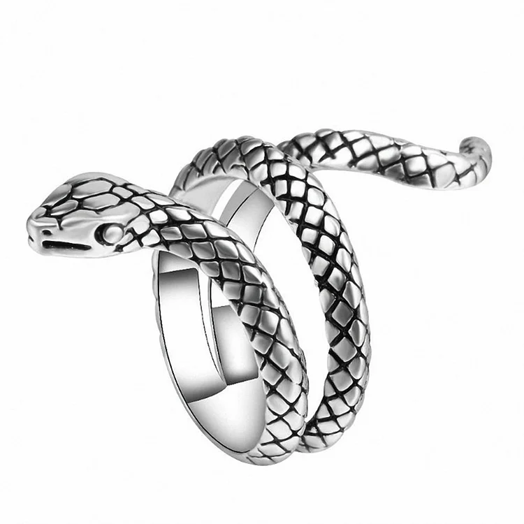 Women Vintage Opening Alloy Ring Adjustable Thimble Crochet Loop (Snake)