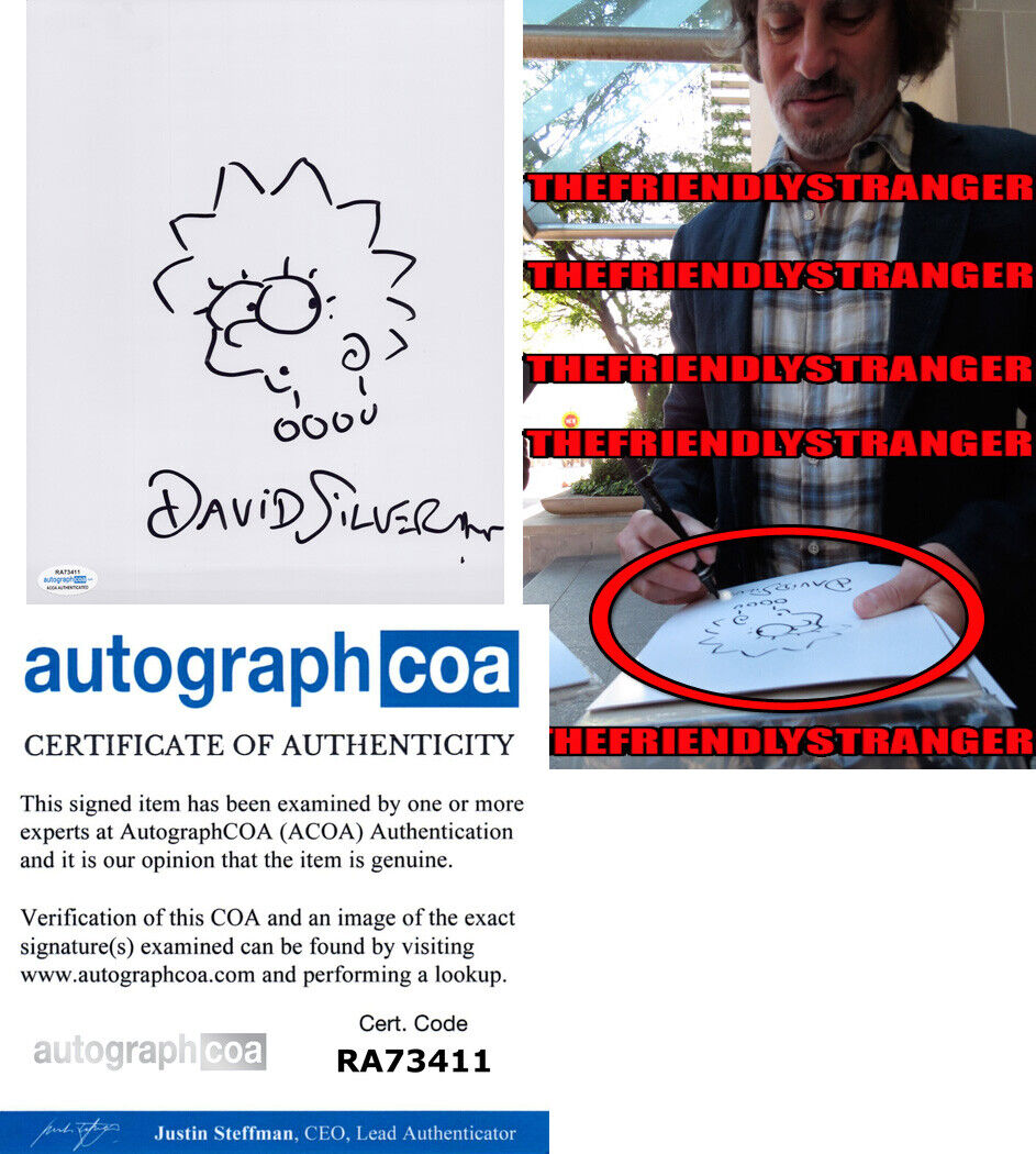 DAVID SILVERMAN signed LISA SIMPSON SKETCH 8X10 Photo Poster painting EXACT PROOF Simpsons ACOA