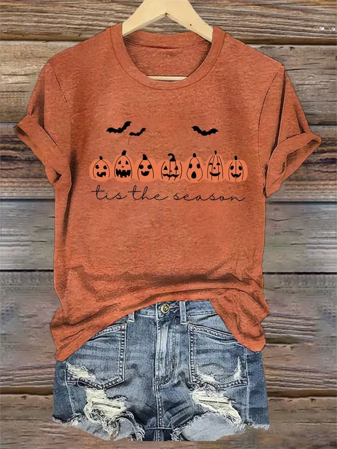 Women's Tis The Season Halloween Print Shirt 