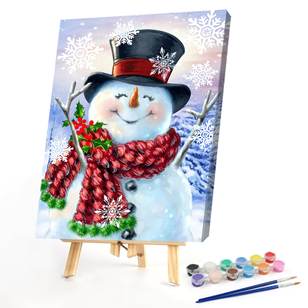 

Christmas Snowman - Half Diamond and Half Oil Painting - 30*40CM, 501 Original