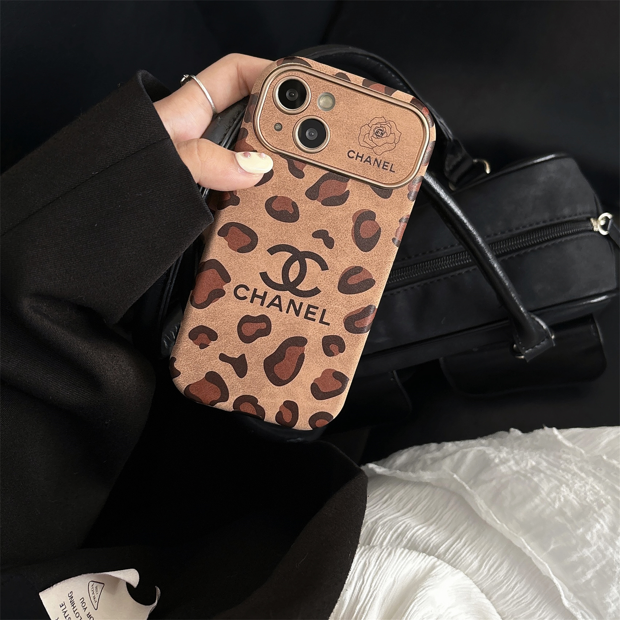 Chanel Leopard Brown Leather Apple iPhone Case Cover